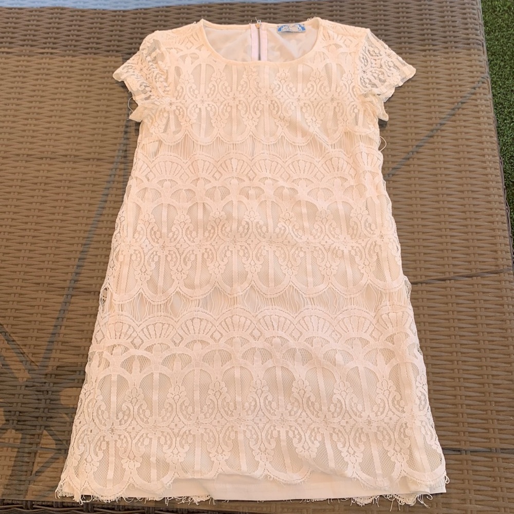 MODEST MEDIUM LENGTH DRESS, Pearly White, Size Medium